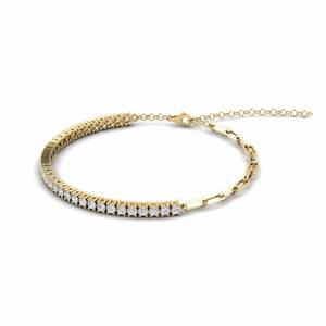 Bracelets: 3.4 Carat Round cut 14ct Yellow Gold Lab Grown Diamond SYLVIE Bracelet Moeuhane GLAMIRA NZ