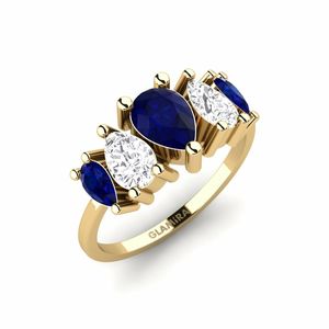 Engagement Rings: 0.65 Carat Pear cut 14ct Yellow Gold Sapphire SYLVIE Ring Drim GLAMIRA NZ
