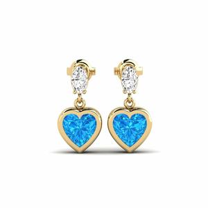 1.94 Carat Heart cut 14ct Yellow Gold Blue Topaz SYLVIE Earring Sudrabs GLAMIRA NZ