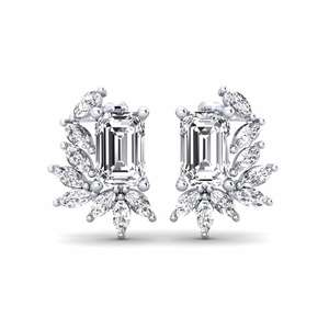 Earrings: 1.24 Carat Emerald Cut cut 9ct White Gold Lab Grown Diamond Women's Earring Lilith GLAMIRA NZ