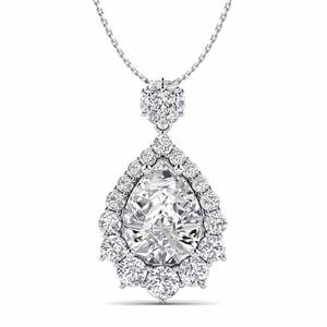 Necklaces: 8.2 Carat Pear cut White Silver Diamond Women's Pendant Reagan GLAMIRA NZ