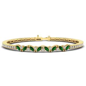 1.6 Carat Marquise cut 14ct Yellow Gold Emerald Women's Bracelet Briseida GLAMIRA NZ