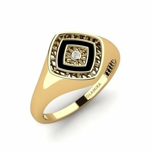Rings: 0.015 Carat Round cut 14ct Yellow Gold Diamond Men's Ring Solfrid GLAMIRA NZ