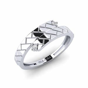 Rings: 0.05 Carat Round cut 14ct White Gold Lab Grown Diamond Men's Pinky Ring Prosty GLAMIRA NZ