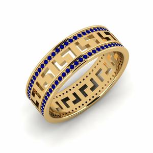 Rings: 0.88 Carat Round cut 14ct Yellow Gold Sapphire Men's Ring Burea GLAMIRA NZ