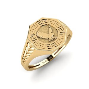 Rings: Round cut 14ct Yellow Gold Men's Ring Relic GLAMIRA NZ