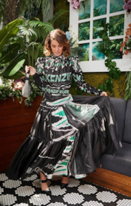 Maxi Dress: Zig Zag Silk Maxi Dress