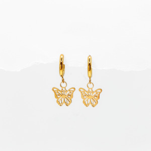 Earrings: Butterfly Filigree Huggies