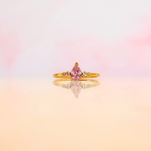 Sterling Silver: Pink Teardrop Ring