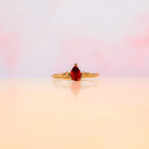 Garnet Teardrop Ring