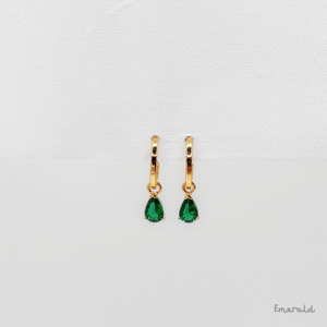 Sterling Silver Post: Teardrop Gem Earrings - Gold