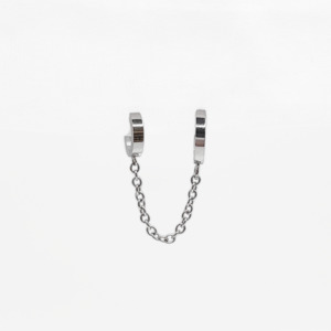 Double Piercing Chain Hoop Earrings