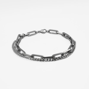 Men: Double Rectangle Link Chain Bracelet