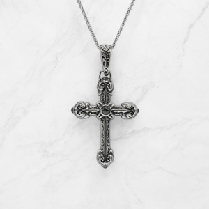 Jet Jewelled Crucifix Necklace