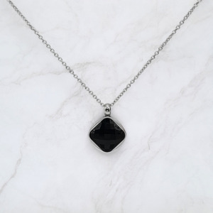 Mens Necklaces: Jet Square Necklace