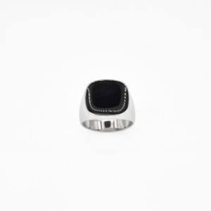 Mens Rings: Black Stone Signet Ring
