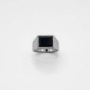 Jet Stone Signet Ring