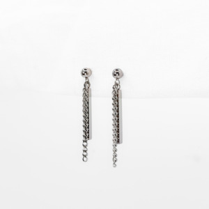 Mens Earrings: Bar Chain Barbell Earrings