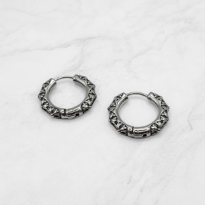 Mens Earrings: Crucifix One touch Hoops