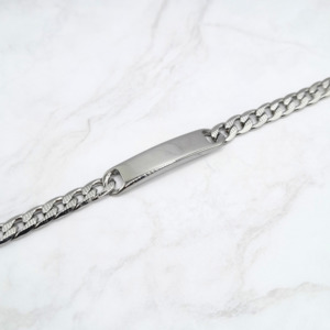 Mens Bracelets: Engravable Identity Figaro Chain Bracelet