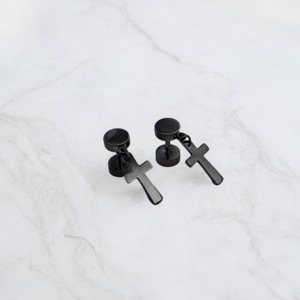 Mens Fake Plugs: Faith Charm Fake Plug Earrings