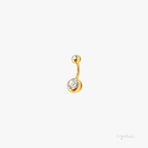 Belly Bars: Gold Double Gem Belly Bar