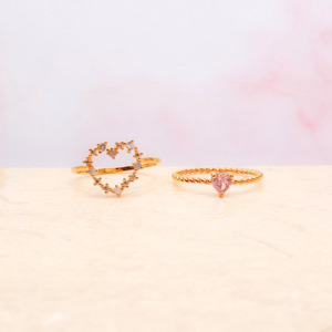 Rose Heart Ring Set