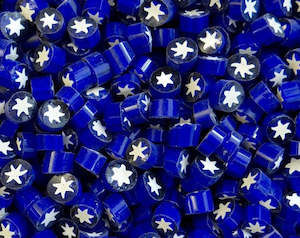 Millefiori Nt: Cobalt Blue & White Stars O (4/5mm)