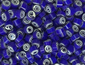 Millefiori Nt: Cobalt Blue & White Spirals O (4/5mm)