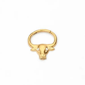Septum Rings: Bull Head Titanium Segment Hoop Ring - Gold
