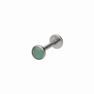 Tragus Cartilage Daith Conch: Green Aventurine Top Titanium Flat Back Stud Earrings