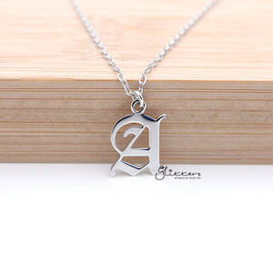 Alphabet Necklaces: Personalized Sterling Silver Alphabet Necklace- Old English Font