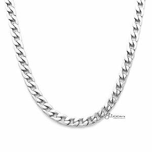 Mens Necklaces: Stainless Steel Pattern Link Chain Men's Necklaces - 7.5mm width | 61cm length
