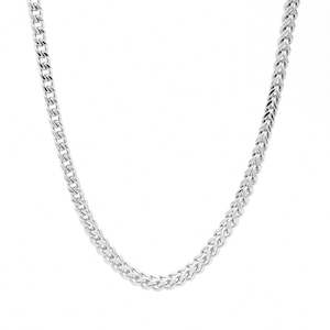Mens Necklaces: Stainless Steel 3mm Square Franco Link Chain Necklace