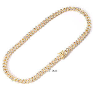 Hip Hop Chains: 9mm Iced Out Miami Cuban Chain - Gold