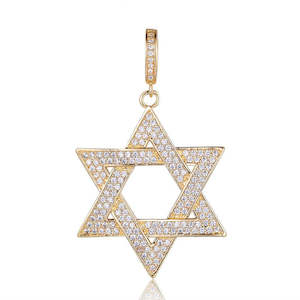 Iced Out Jewellery: Star of David Pendant - Gold