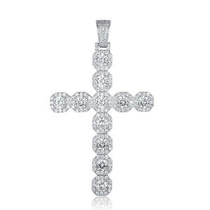 Iced Out Jewellery: Iced Out Cross Pendant - Silver