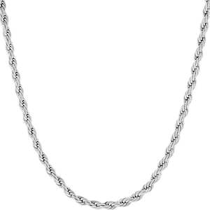 Pendant Chain: 3mm Stainless Steel Twisted Rope Chain - Silver