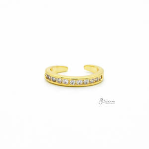 3mm CZ Paved Band Toe Ring - Gold