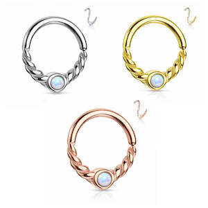 Clearance Sale: Opal Centered Braided Half Circle Bendable Segment Rings - Silver | Gold | Rose Gold