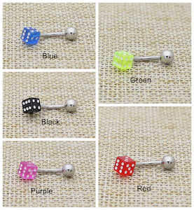 Clearance Sale: 14 Gauge Acrylic Dice Belly Button Rings