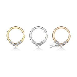 Clearance Sale: 5 CZ Set V Shaped on Round Bendable Rings - Silver | Gold | Rose Gold