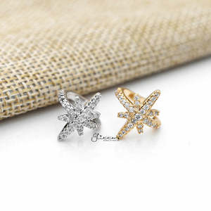 Non Piercing: Star Ear Cuffs with C.Z Paved - Non Piercing Ear Cuffs