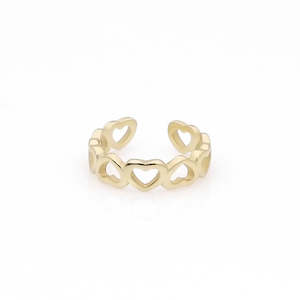 Non Piercing: Sterling Silver Hearts Ear Cuff - Gold