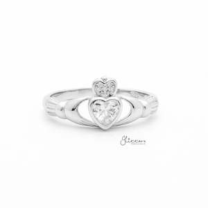 Sterling Silver Rings: Sterling Silver CZ Claddagh Ring