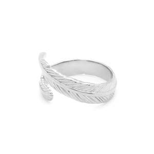 Sterling Silver Rings: Sterling Silver Feather Adjustable Ring
