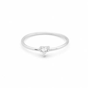 Sterling Silver Rings: Heart Shaped CZ Sterling Silver Engagement Ring