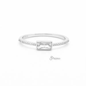 Sterling Silver Rings: 4mm Baguette Cut CZ Sterling Silver Ring