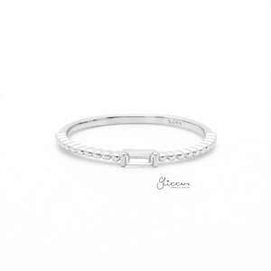 Sterling Silver Rings: 2mm Baguette Cut CZ Sterling Silver Ring