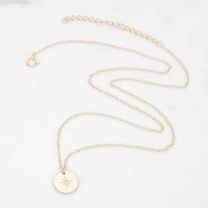 Sterling Silver Necklaces: Sterling Silver North Star Charm Necklace - Gold